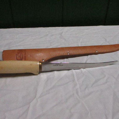 Fiskars Fillet Knife w/ Case Leather Sheath, Made in Finland 