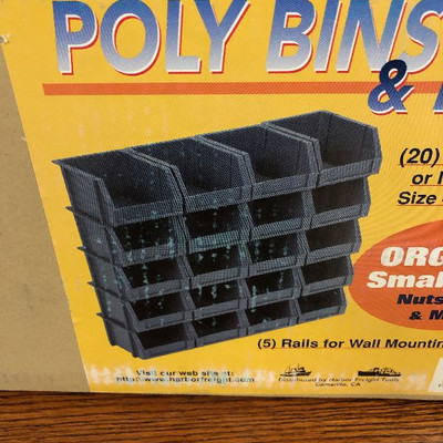 Lot 32 Poly Bins and Rails Parts bin 
