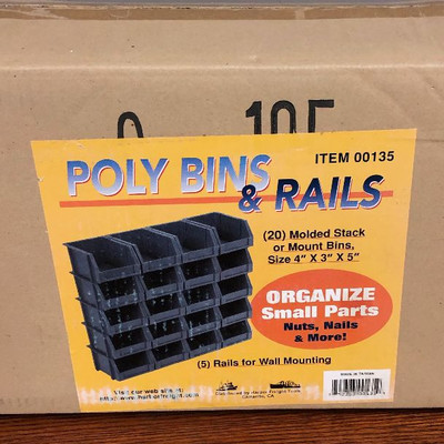 Lot 32 Poly Bins and Rails Parts bin 