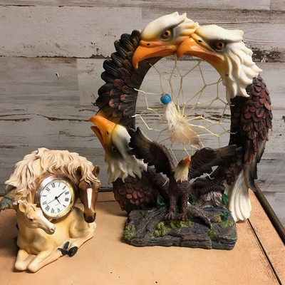 Lot 40  Dream Catcher Eagle and wild Horse Clock