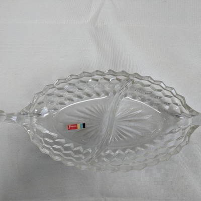Vintage Fostoria Clear Glass Divided Relish Dish