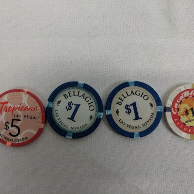 4 Casino Chips, $8 Total Value