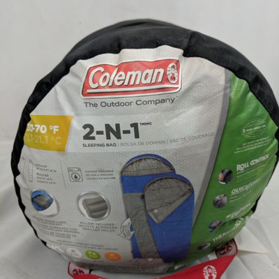 Coleman 2-in-1 Sleeping Bag, Blue