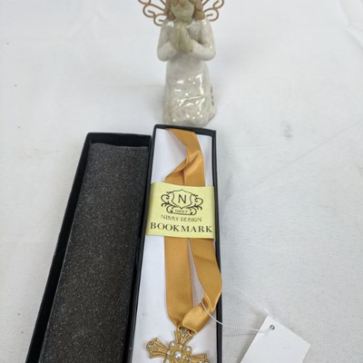 Nikky Design Cross Bookmark & Praying Angel Statue 4.5