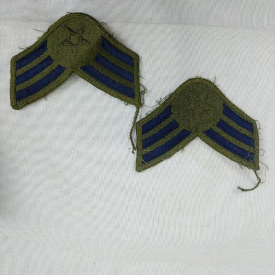 Vintage US Air Force Senior Airman Rank, Insignia Stripe Patches, Set of 2