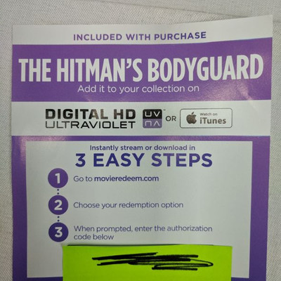 The Hitman's Bodyguard Digital HD or iTunes Movie Code (Valid)