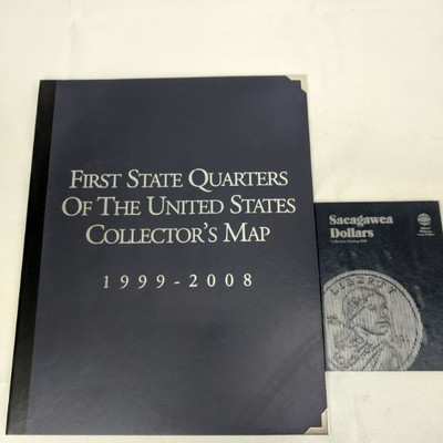 USA Quarters Collector's Map & Sacagawea Dollars Book ONLY (NO COINS)