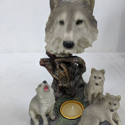 Wolf Statue W/ Candle