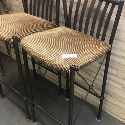 Lot 47 Two Metal Bar Stools with Upholstered Seats
