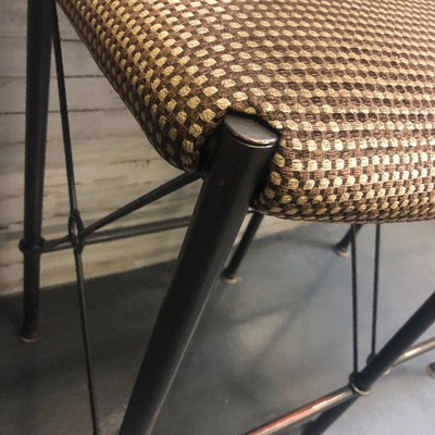 Lot 47 Two Metal Bar Stools with Upholstered Seats