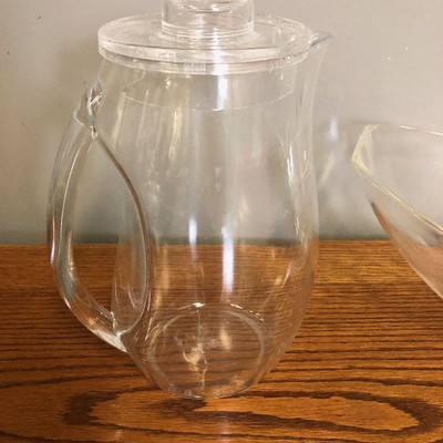 Lot 76 Lucite Plastic Serving Pitcher and Bowl