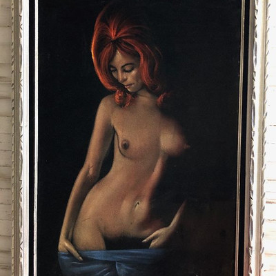 Lot 124 Velvet Nude Painting Red head 