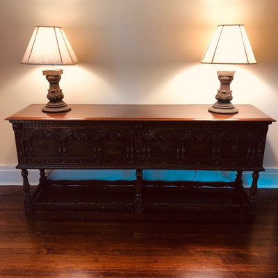 Walnut console table Hudson River Revival style 