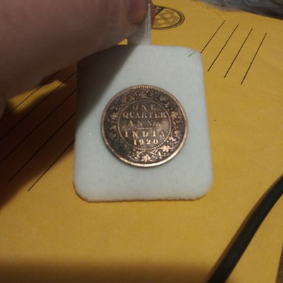 1920 One Quarter Anna India Coin 
