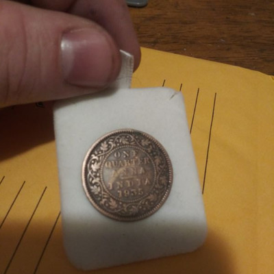 1935 One Quarter Anna India Coin 