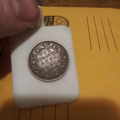 1934 One Quarter Anna India Coin 