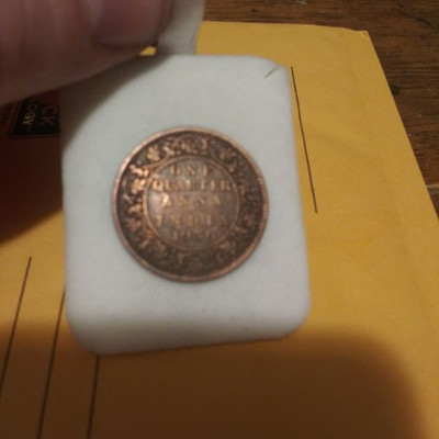 1936 One Quarter Anna India Coin 