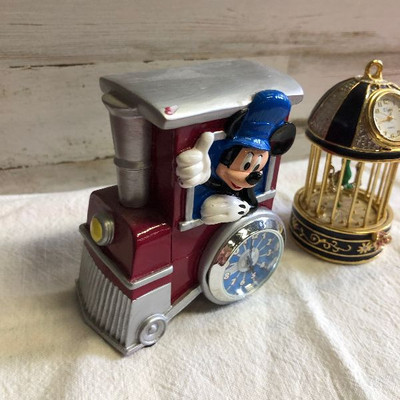 Lot 185 Miniature clocks - Mickey and birdcage