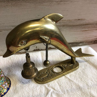lot 197 Brass Dolphin  bell and cloisonnÃ© Bell