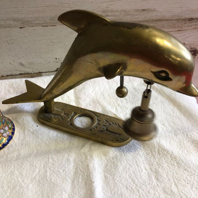 lot 197 Brass Dolphin  bell and cloisonnÃ© Bell