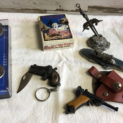 Lot 199 Miniature collectibles lot - cap gun, crazy Horse, 