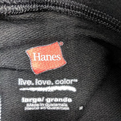 Hanes Large: Purple V Neck Shirt, Black Capri, Underwear, Socks (Women)
