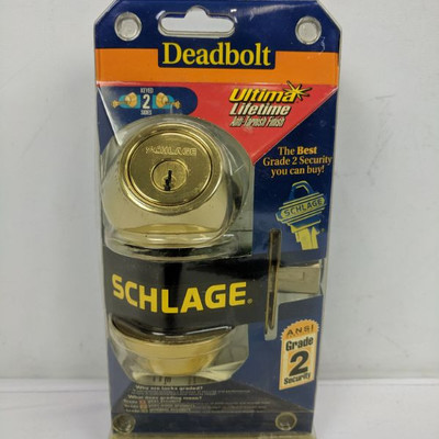 Deadbolt Schlage Door Handle, Brass - New