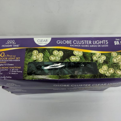 Globe Cluster Lights, 7 FT, Clear Bulbs, Set of 3