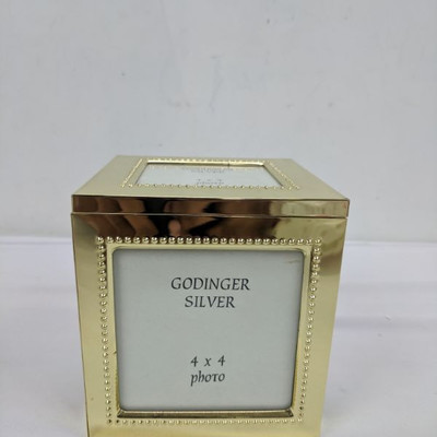 Godinger Silver Gold-Tone Picture Frame Cube, 4 x 4