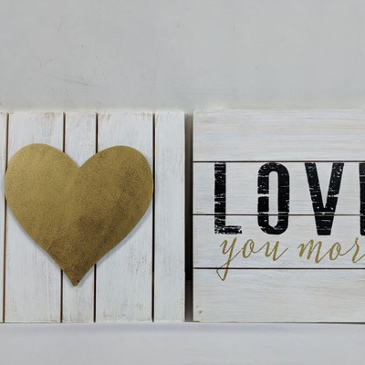 Love Wooden Wall Decor, Set of 2, 12