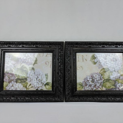 Two Large Brown Frames, with Pictures