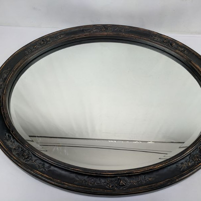 Oval Black Shabby Chic Rose Rustic Mirror, 32