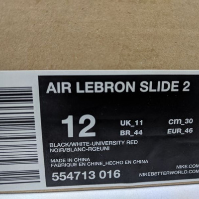 Air Lebron Slide 2 Black/Red Men's Size 12 - Needs Cleaning
