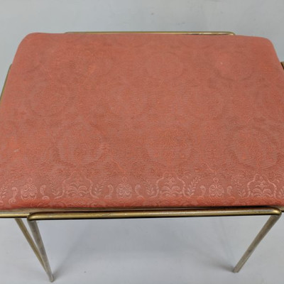 Mid Century Modern Red/Bronze Vanity Stool - Cushion Not Attached