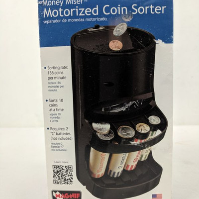 Money Miser Motorized Coin Sorter - Front Loop Broken (Cosmetic Only), Works