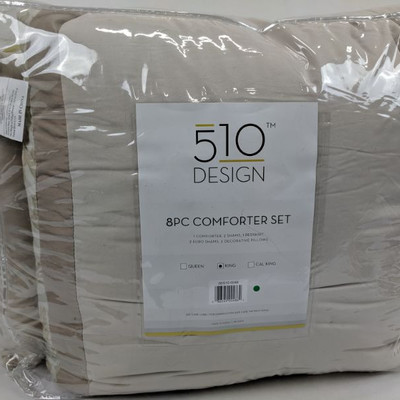 510 Design 8 Piece King Comforter Set Tan/Beige - Gently Used