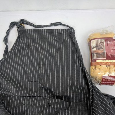 Autumn Harvest Seat Covers Set of 2 & Striped Apron