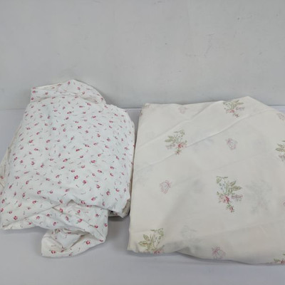 2 Vintage Rose Sheets 1 Flat, 1 Fitted