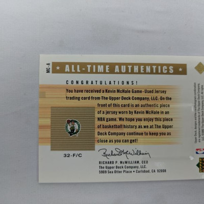 Upper Deck 2002 Kevin McHale Celtics Card With Memorabilia