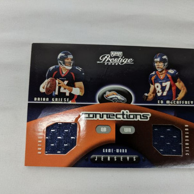 Playoff 2002 Brian Griese & Ed McCaffrey Broncos Football Card With Memorabilia