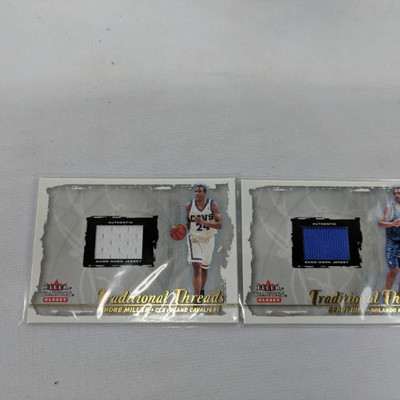 Fleer 2001 Traditional Threads Grant Hill & Andre Miller Cards WIth Memorabilia