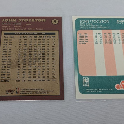 2 John Stockton Cards, One Rookie, Fleer Tradition, Utah Jazz Guard