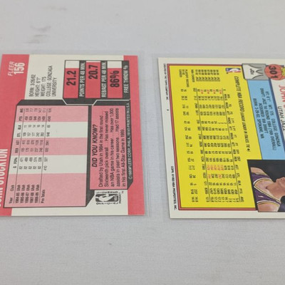 2 John Stockton Cards, Utah Jazz, Topps/Fleer
