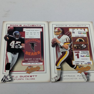 2 Rookie Authentix Cards, T.J. Duckett & Patrick Ramsey Football Cards