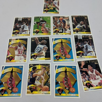 13 NBA Cards, Steals/Assists/Scoring/Block Leaders, Gary Payton-Scottie Pippen