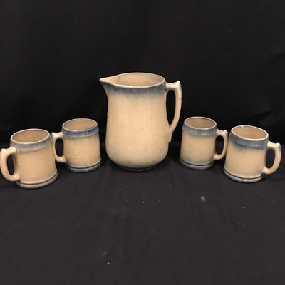 Lot 71 - Pottery Pitcher & Mugs
