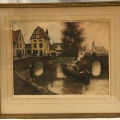 Signed Joseph Francis Gilbert Color Lithograph