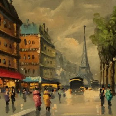 Jacques Marchand Painting of Paris Street