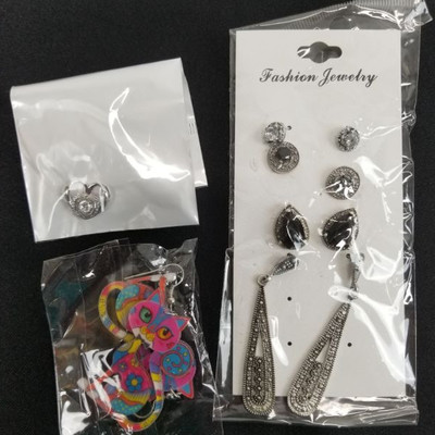 Costume Jewelry Lot - 3pc: Cat, Heart Necklace, Earrings - New