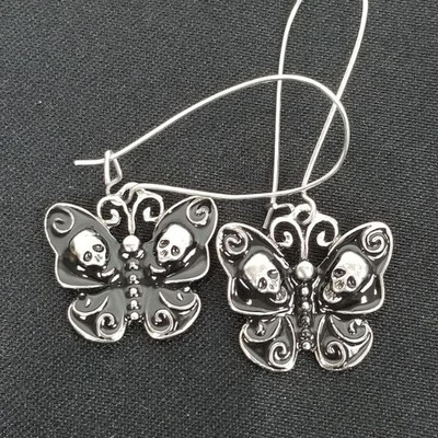 Costume Earrings - Skull Butterflies - Pair